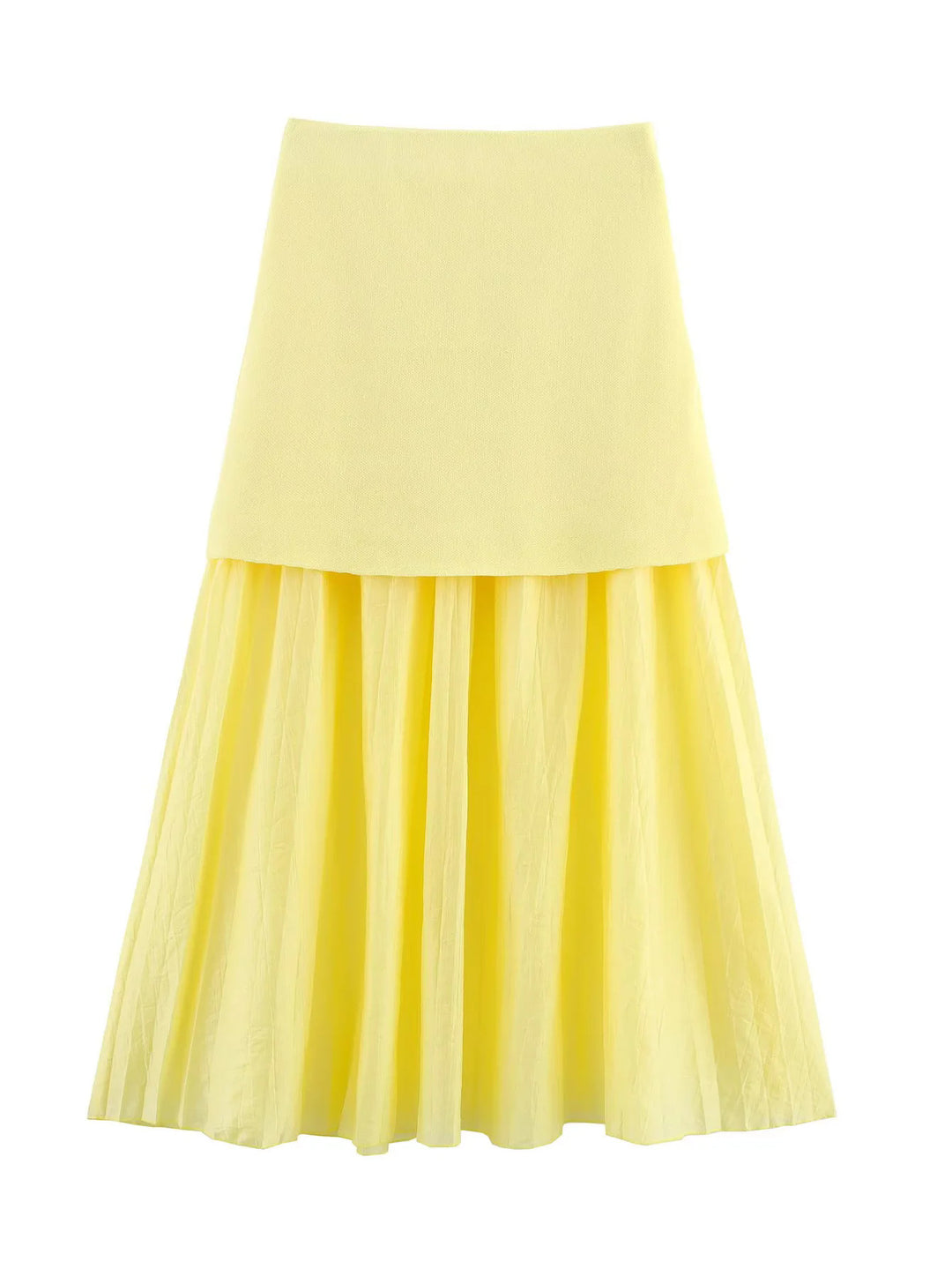 Damen nan zweilagiger Maxi-Rock mit plissiertem Chiffon und hoher Taille Drune