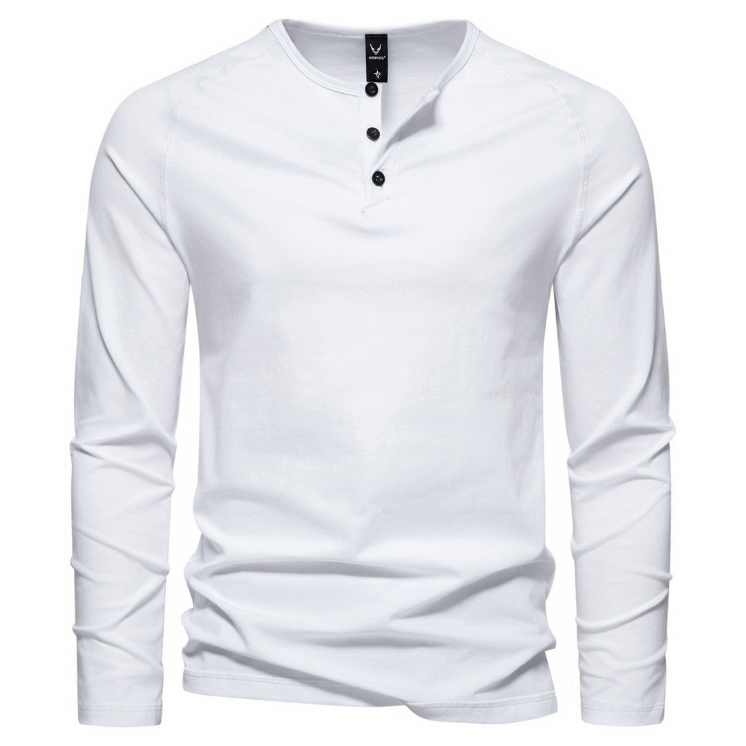 Herren Slim-Fit Baumwoll-Mix Henleyshirt mit Knopfleiste Drune