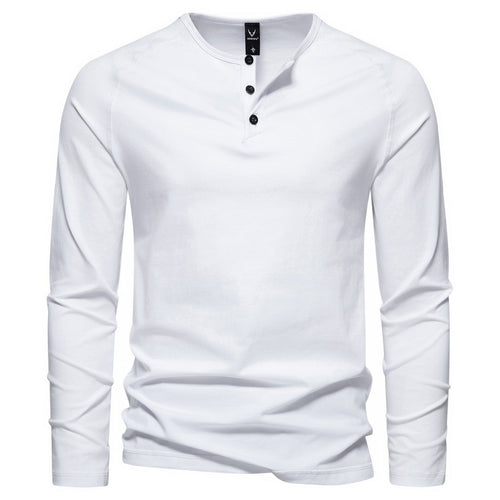 Herren Slim-Fit Baumwoll-Mix Henleyshirt mit Knopfleiste Drune