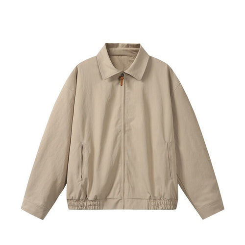 Unisex Leichte Oversize Übergangsjacke im Bomberstil mit Hemdkragen und elastischem Saum Drune