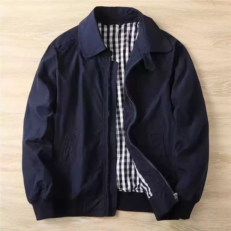 Herren Modische Bomberjacke mit kariertem Innenfutter Drune