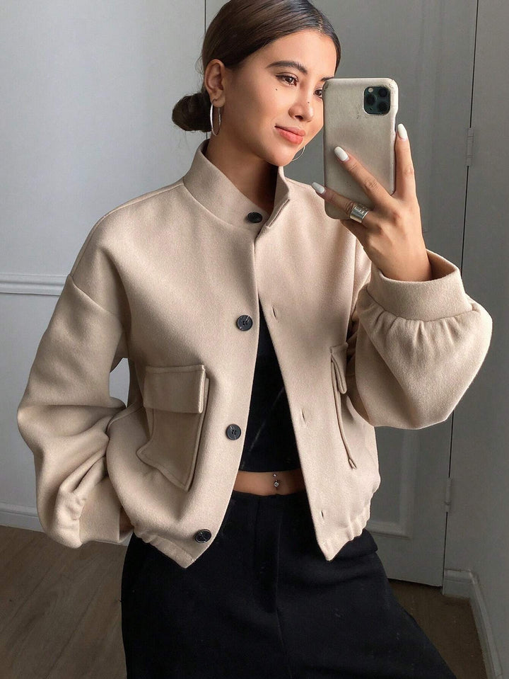 Damen Modische Kurzjacke mit Stehkragen
