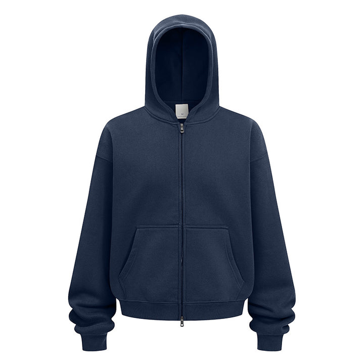 Damen entspannte Kapuzenjacke aus weichem Sweatmaterial mit praktischen Seitentaschen Drune