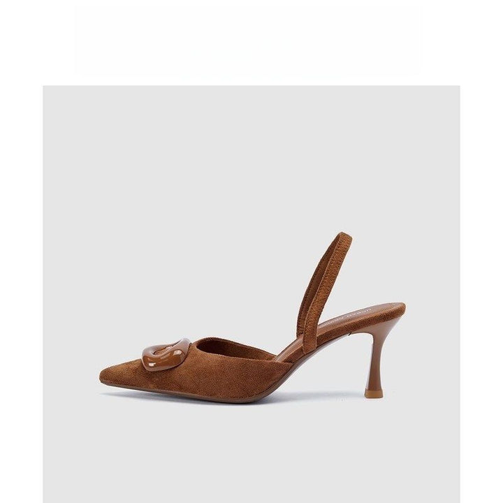 Damen Elegante spitz zulaufende Slingback-Pumps aus Veloursoptik mit dekorativem Knotenriemen und schlankem Mid‑Heel Drune