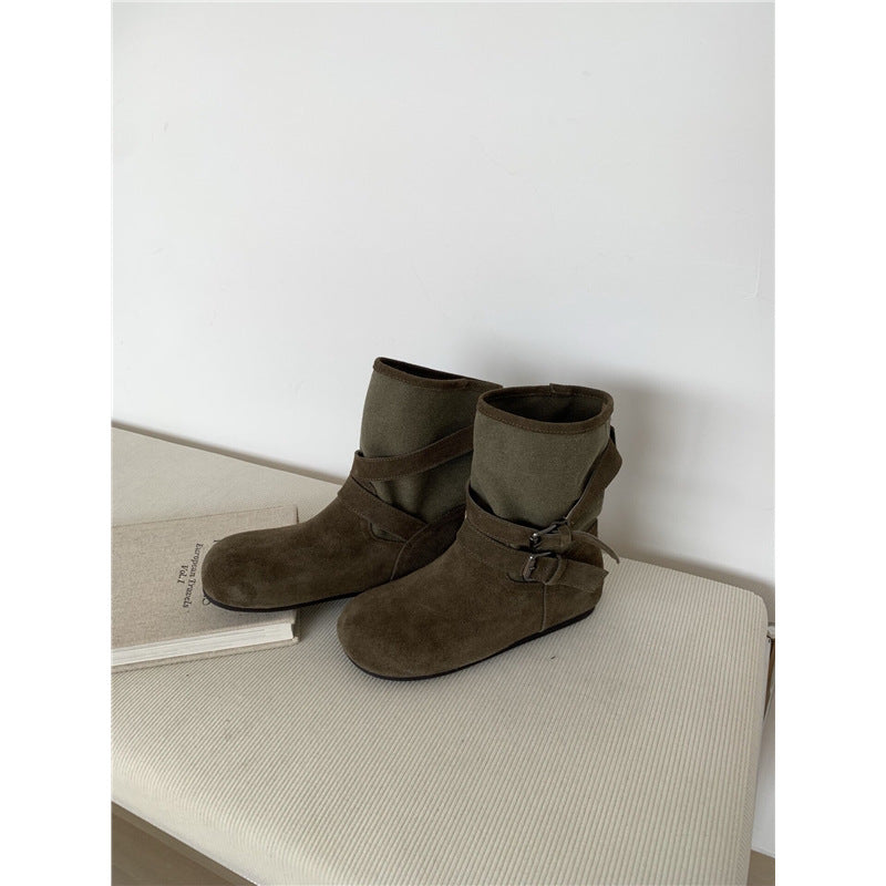 Damen Komfortable Stiefeletten mit dekorativen Riemen Drune
