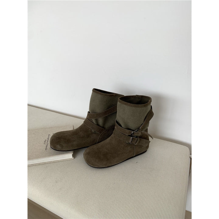 Damen Komfortable Stiefeletten mit dekorativen Riemen Drune