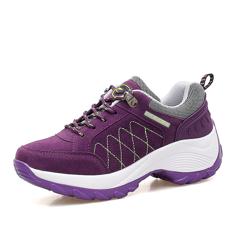 Damen Bequeme Outdoor-Walking-Sneaker mit verstärkter Profilsohle und gepolstertem Knöchelkragen Drune