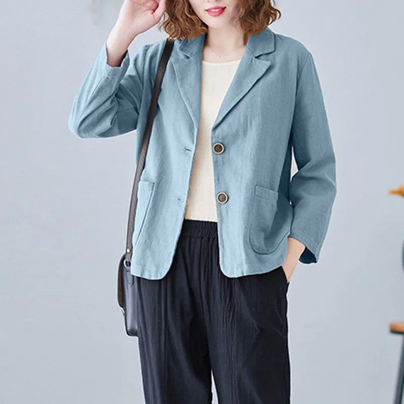 Damen lässiger blazer mit modischen Kontrastknöpfen Drune