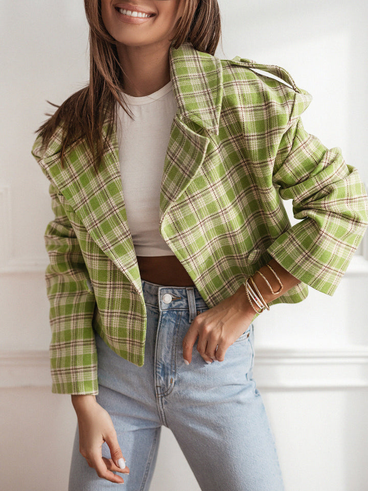 Damen Elegante Kurzjacke mit lässigem Schnitt und praktischen Taschen Drune