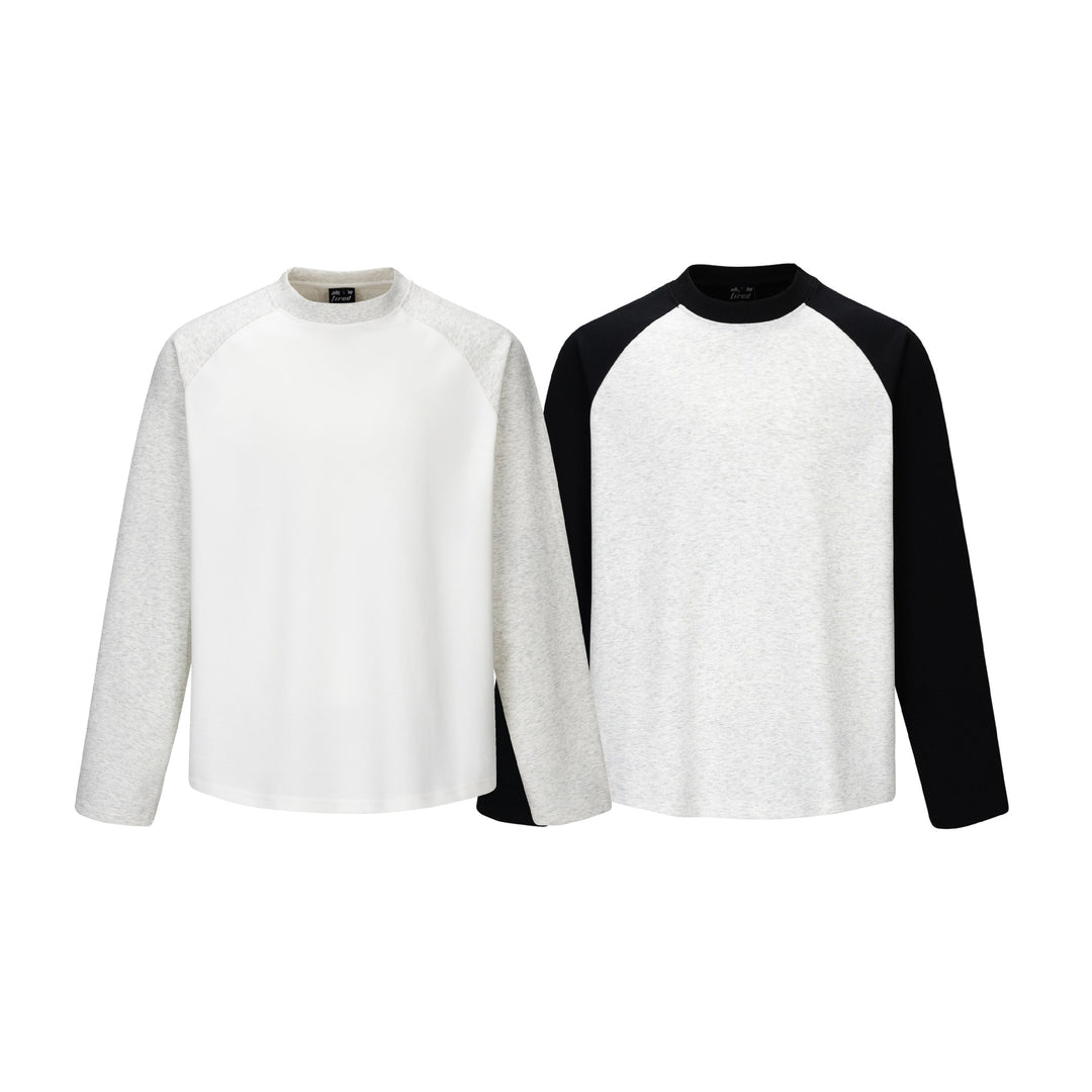 Unisex Raglan-Langarm‑Sweatshirt aus Baumwollmischung mit kontrastierenden Ärmeln und geripptem Rundhals Drune