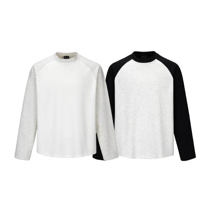 Unisex Raglan-Langarm‑Sweatshirt aus Baumwollmischung mit kontrastierenden Ärmeln und geripptem Rundhals Drune