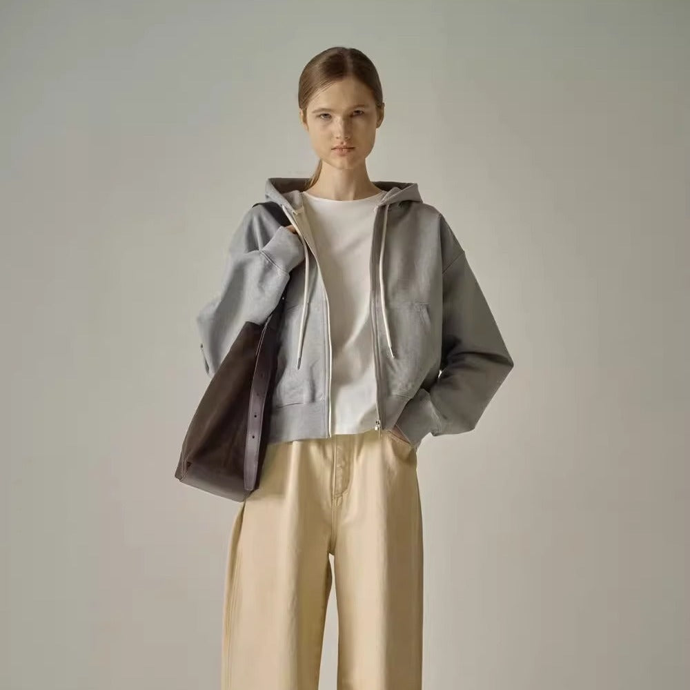 Damen Kapuzen-Sweatjacke mit Reißverschluss und seitlichen Taschen Drune