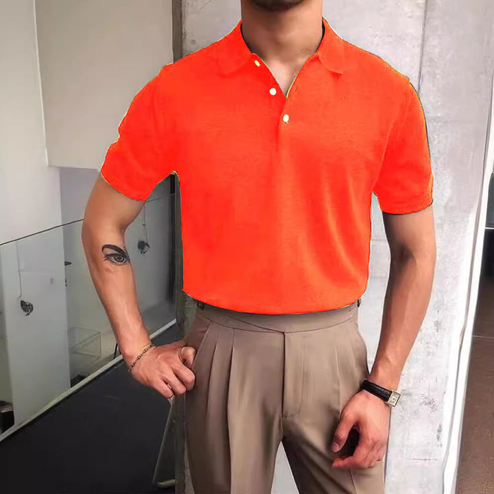 Herren nan Premium-Feinstrick-Poloshirt mit offenem Hemdkragen und dezenter Knopfleiste Drune