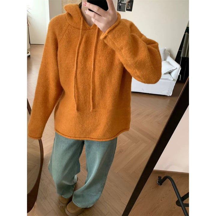 Damen gemütlicher Hoodie aus weichem Fleece-Material mit Kängurutasche Drune