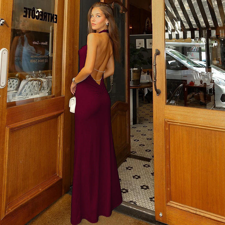 Damen Maxikleid mit eleganter Halter-Cowl-Neck-Design und figurbetontem Schnitt Drune
