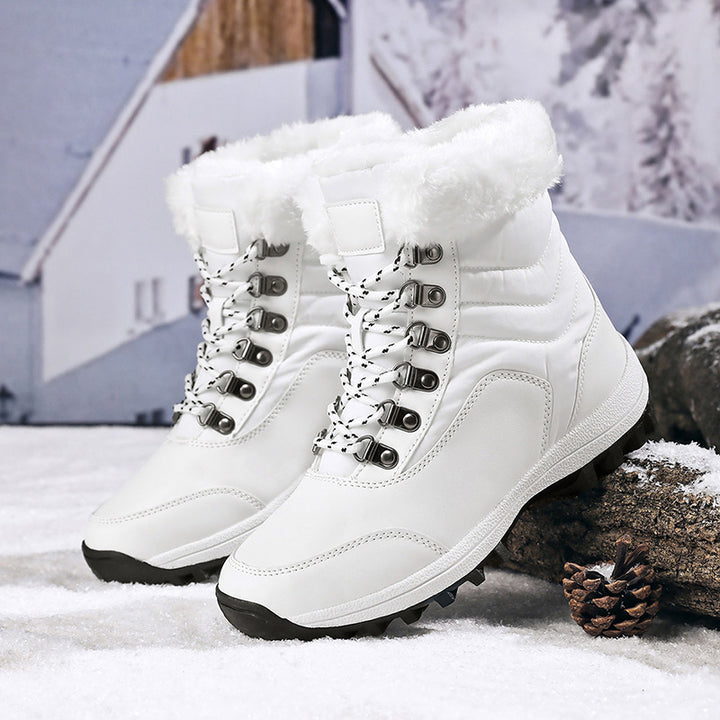 Damen Gefütterte Winterstiefelette für Schnee mit Kunstfellkragen, wasserabweisender PU‑Schutzschicht und griffiger Multiterrain‑Profilsohle Drune