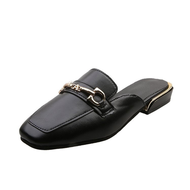 Damen Modische Mules mit elegantem Ledermaterial und schickem Schnallenakzent Drune