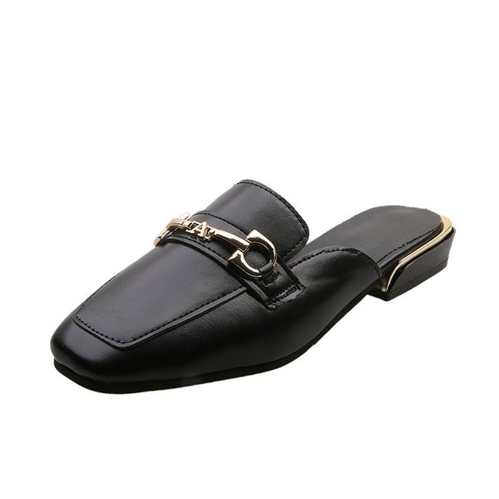 Damen Modische Mules mit elegantem Ledermaterial und schickem Schnallenakzent Drune