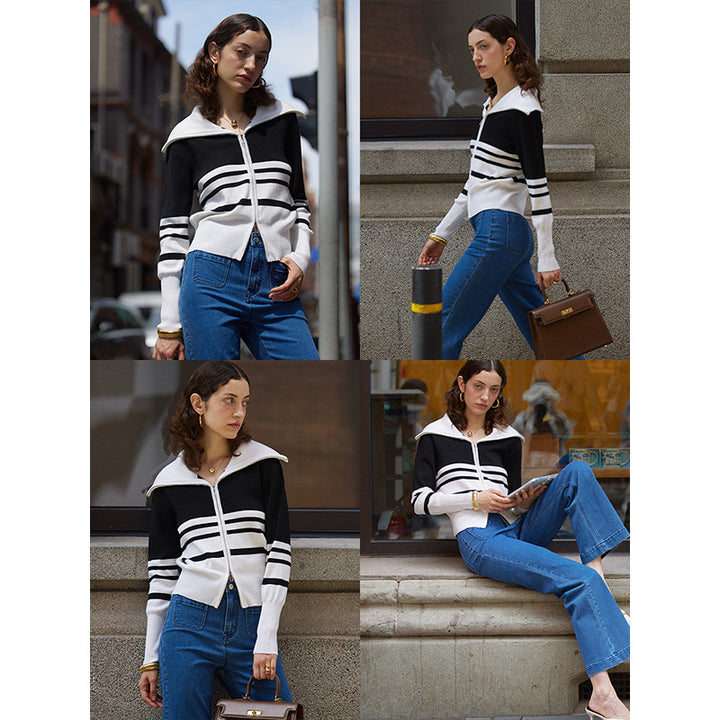 Damen modische Strickjacke mit Reißverschluss Drune