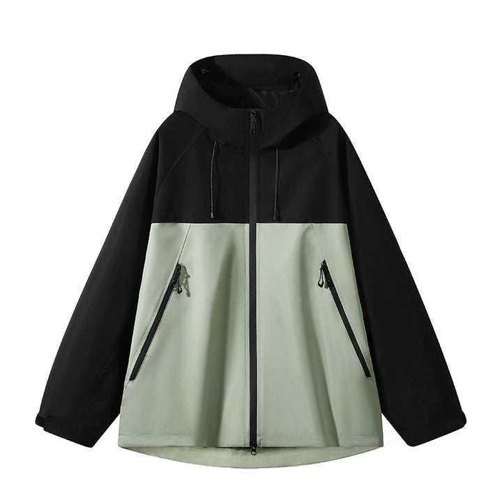 Herren elastische Softshell-Hoodiejacke mit ergonomischem Raglanschnitt, Zwei-Wege-Reißverschluss und verstellbaren Klettmanschetten Drune