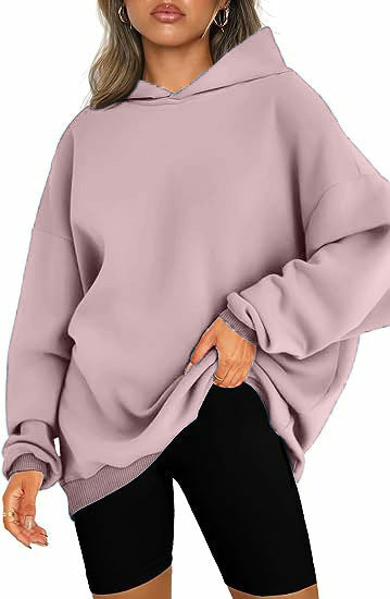 Damen nan oversized Kapuzenpullover im Boxy-Cut mit innen angerautem Fleece, überschnittener Schulter und verlängertem Rückenteil Drune