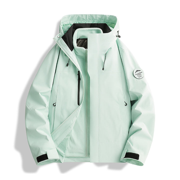 Herren Atmungsaktive, Wasserdichte Softshell-Jacke mit Fleecefutter und Kapuze Drune