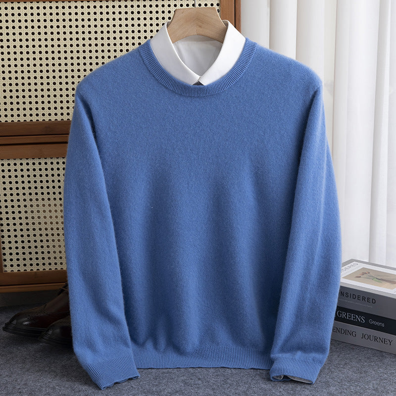 Herren Schlichter Rundhals-Feinstrickpullover kaschmirähnliche Haptik mit gerippten Abschlüssen Drune