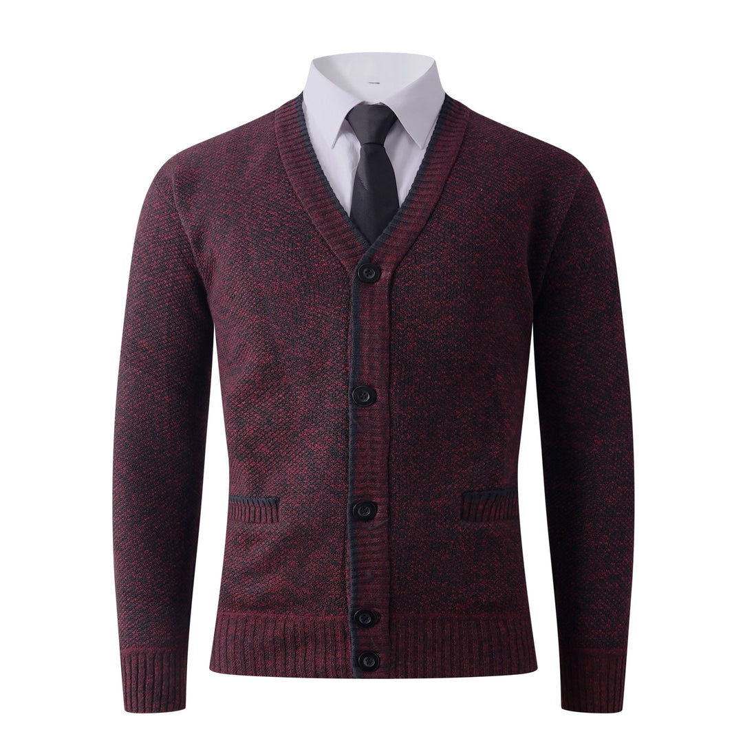 Herren Strukturierte Strickcardigan mit V-Ausschnitt, Knopfleiste und Eingrifftaschen Drune