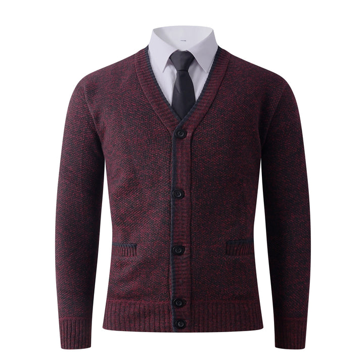 Herren Strukturierte Strickcardigan mit V-Ausschnitt, Knopfleiste und Eingrifftaschen Drune