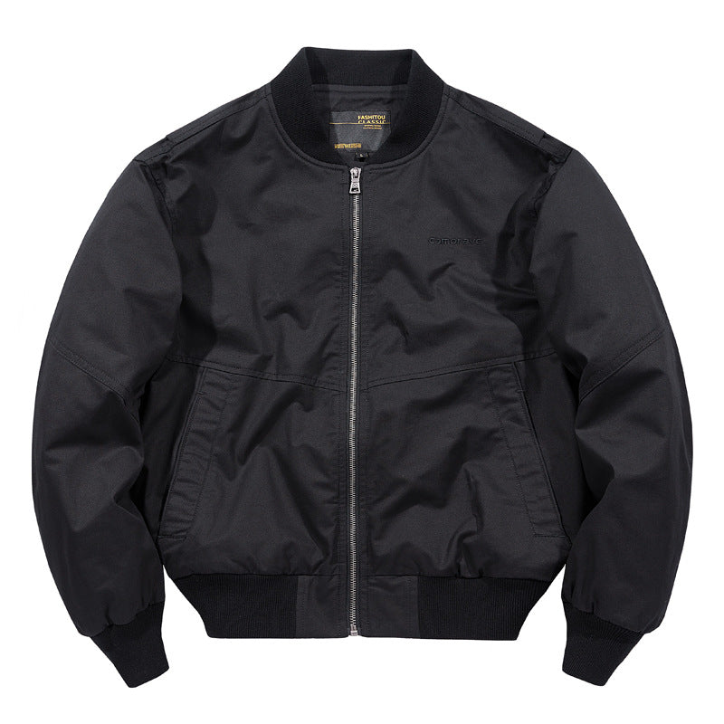 Men's  water-resistant commuter bomber jacket with metal front zip ribbed trims and angled welt pockets Drune