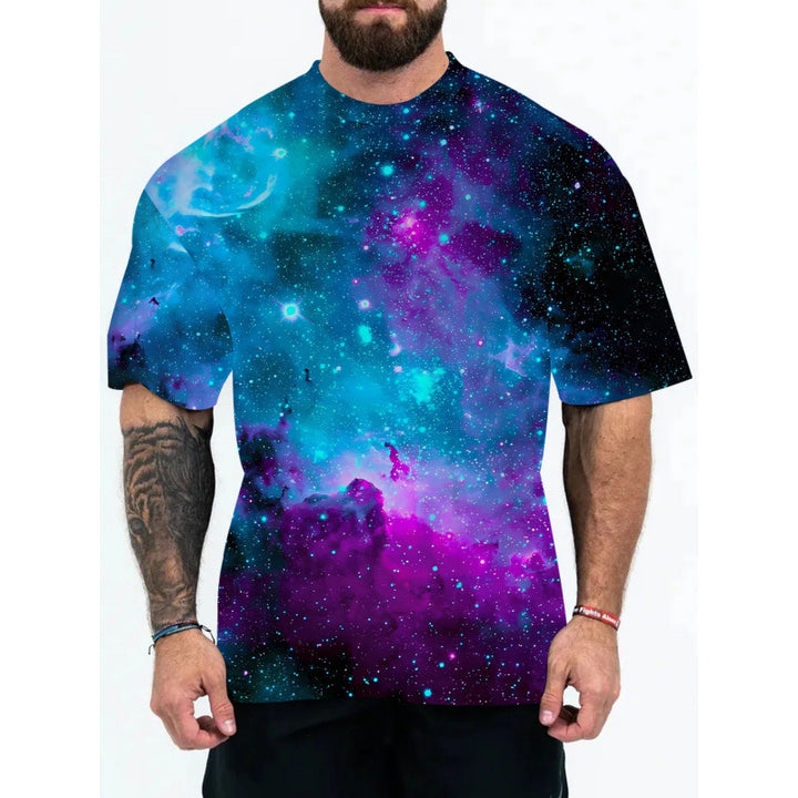 Herren Galaxy Print Kurzarm-T-Shirt Drune
