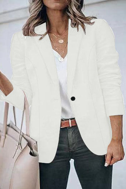 Damen Taillierter Blazer mit geschliffenem Revers, leichter Schulterpolsterung und Ein-Knopf-Verschluss Drune