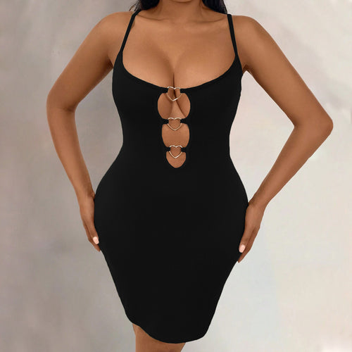 Damen figurbetontes Abendkleid mit Herz-Ausschnitt und verstellbaren Trägern Drune