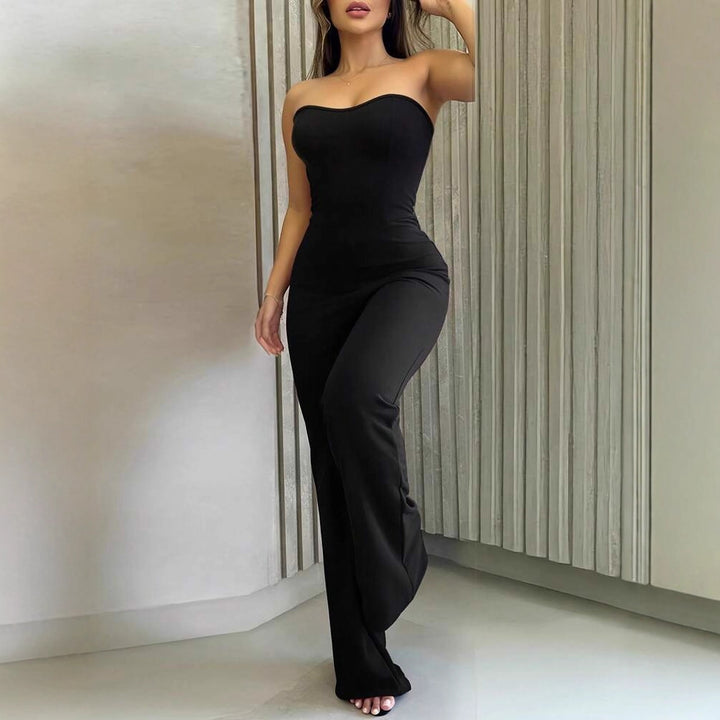 Damen Figurschmeichelnder Jumpsuit mit elegantem Bandeau-Ausschnitt und weitem Bein Drune