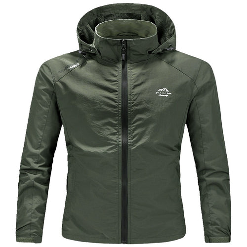 Herren Ultraleichte packbare Outdoorjacke mit hohem Kragen, Kapuze und atmungsaktivem Meshfutter Drune