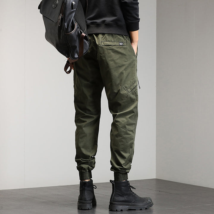 Herren Cargo-Jogginghose im Utility-Look mit elastischem Bund, Kniepaneelen und Klappentaschen Drune