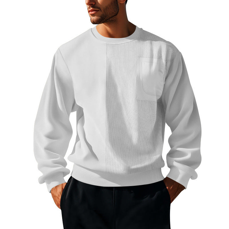 Herren Struktur-Sweatshirt mit Rippen-Panel und Brusttasche Drune