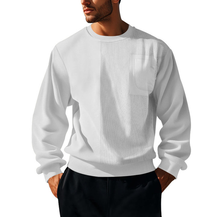 Herren Struktur-Sweatshirt mit Rippen-Panel und Brusttasche Drune