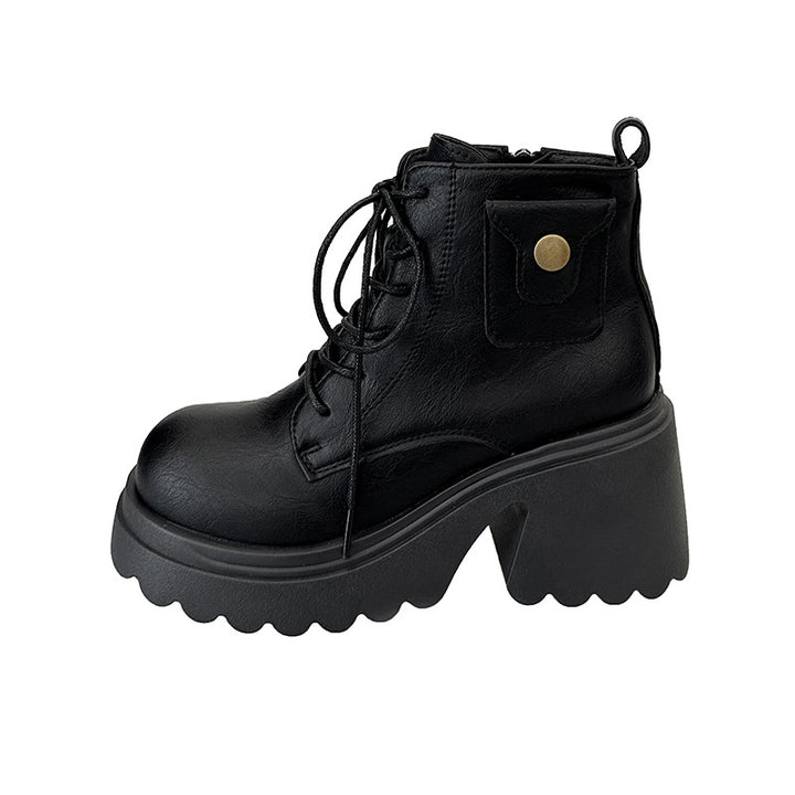 Damen Chunky Stiefel mit hohem Absatz und seitlichem Reißverschluss Drune