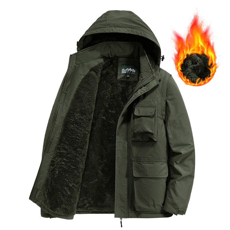 Herren Multifunktionaler Fieldparka mit Teddyfleece Innenfutter und Kapuze Drune