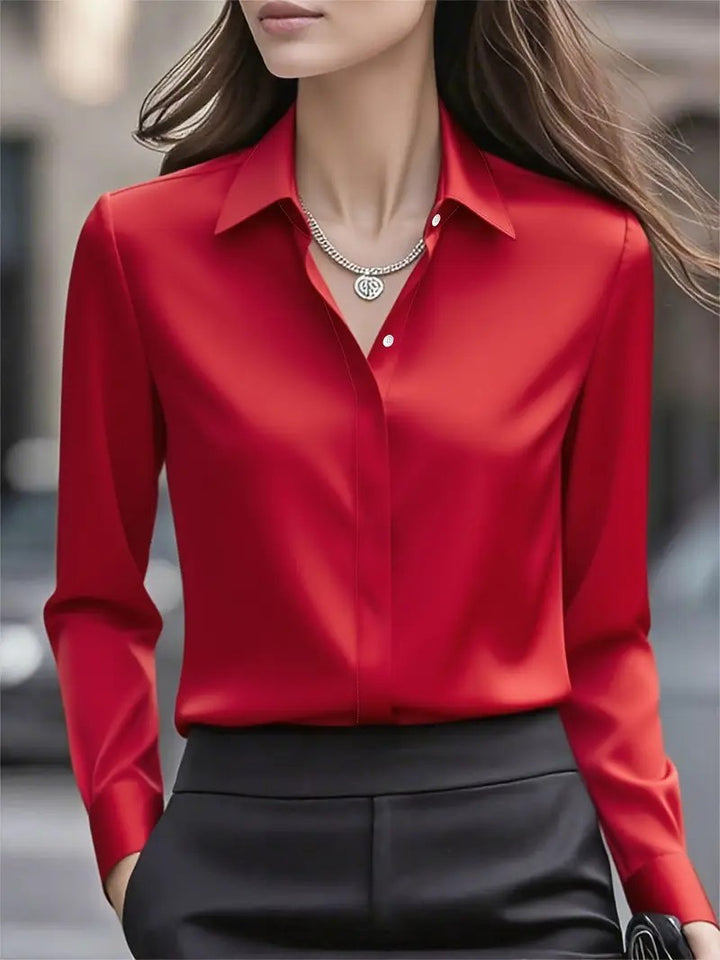 Damen Elegante satiniert Bluse Drune