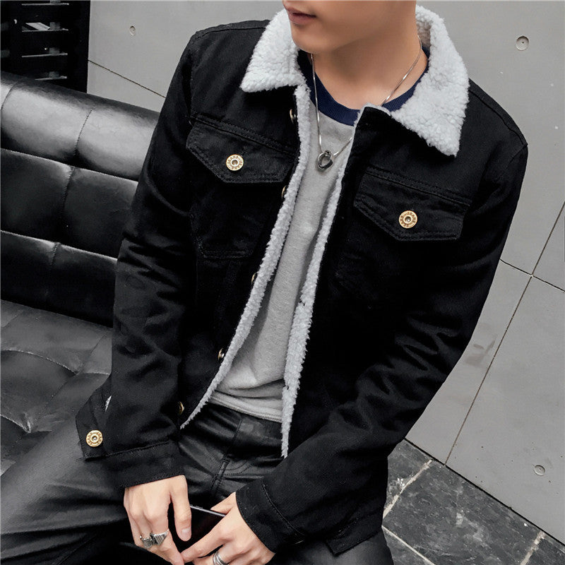 Herren Modische Denimjacke mit Fleece-Futter Drune