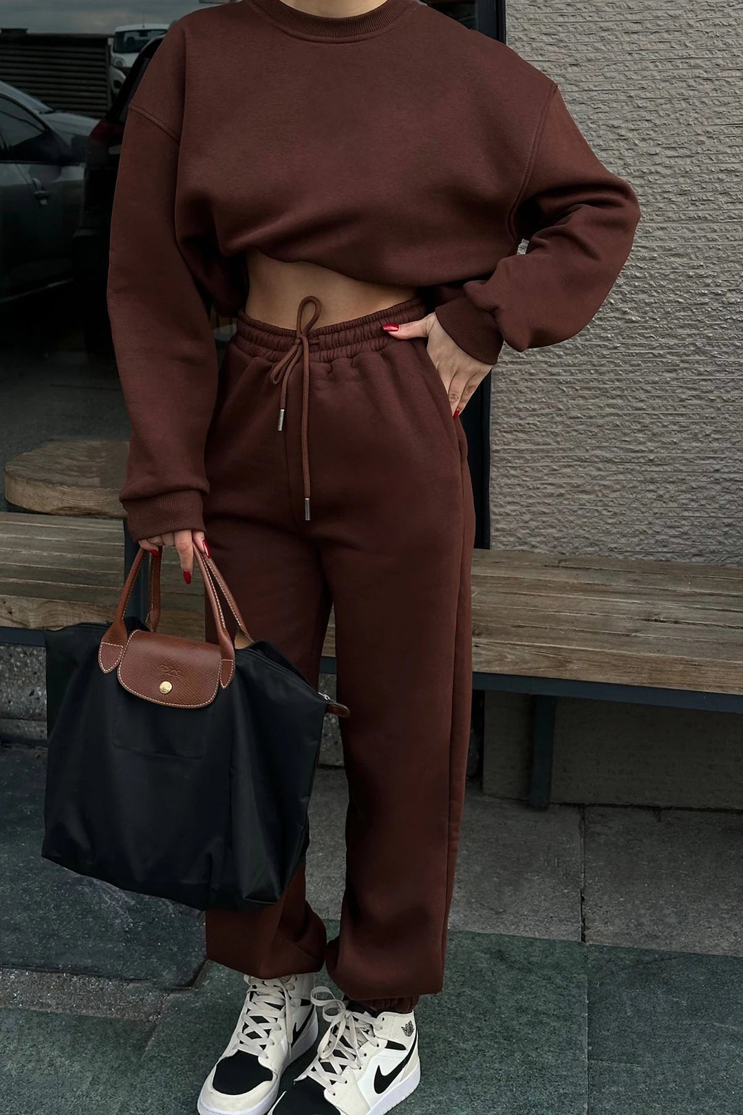 Damen lässiges Sweatshirt und Jogginghose Set Drune