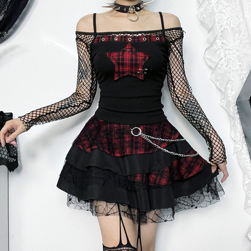 Damen figurbetonte Bluse mit Rüschendetails und Schnürung Drune