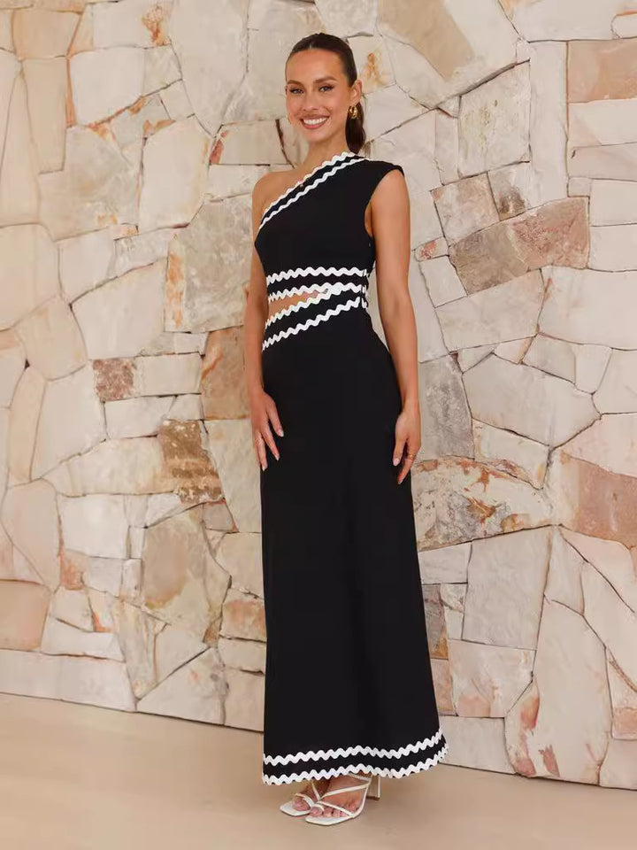 Damen Midi-Kleid mit asymmetrischem Schnitt und Zauberhaften Zick-Zack-Details Drune