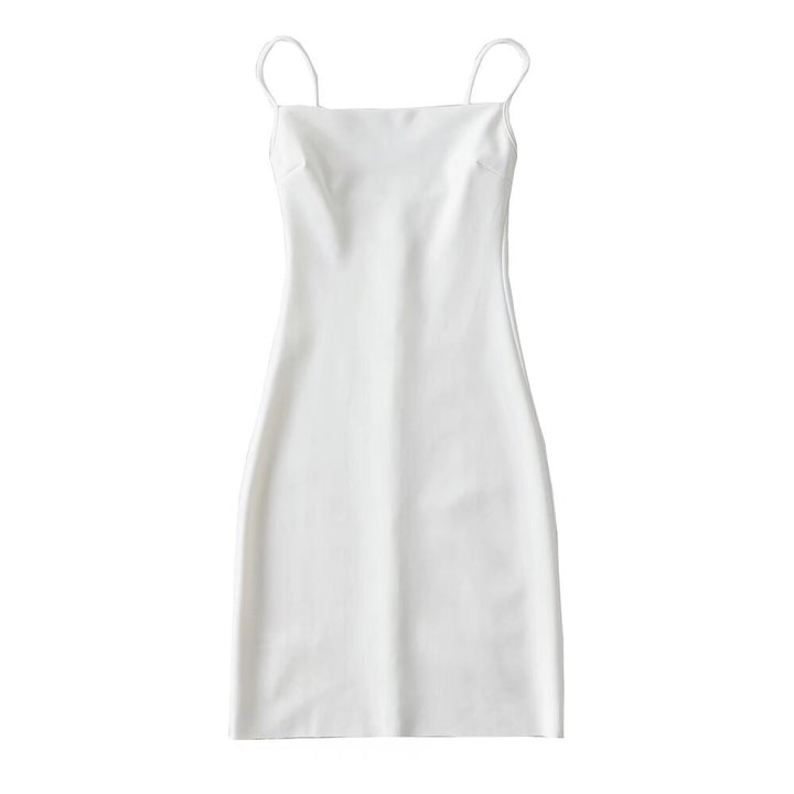 Damen elegantes Spaghettiträger-Kleid Drune