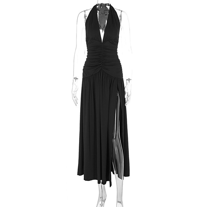 Damen Wickelkleid mit tiefem V-Ausschnitt und Raffung Drune