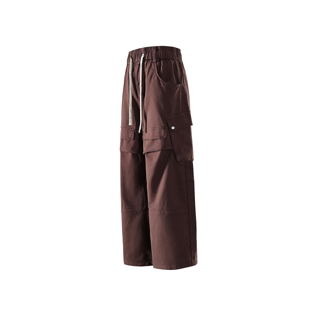Herren weite Cargo-Hose mit elastischem Bund, Kordelzug und großzügigen Klapp-Utility-Taschen Drune