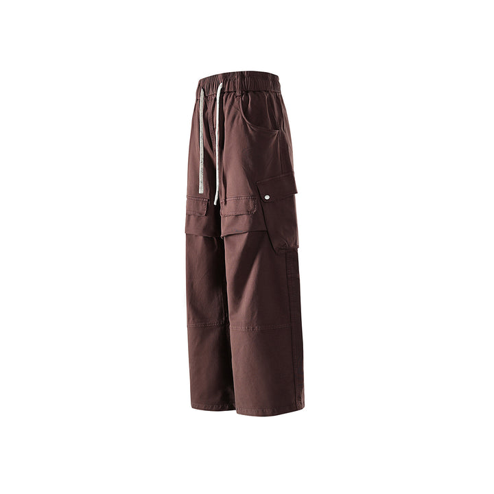 Herren weite Cargo-Hose mit elastischem Bund, Kordelzug und großzügigen Klapp-Utility-Taschen Drune