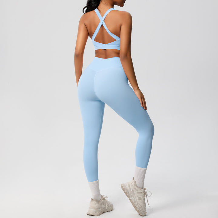 Damen Sport-BH und hochleistungs Leggings Set mit atmungsaktivem Design Drune